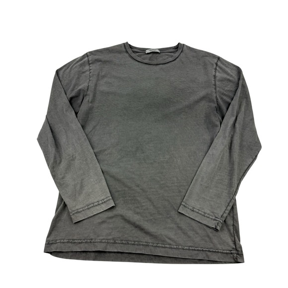 Crossley Hombre Gray Crewneck Long Sleeve Cotton T-Shirt Made in Italy Large - Picture 1 of 6